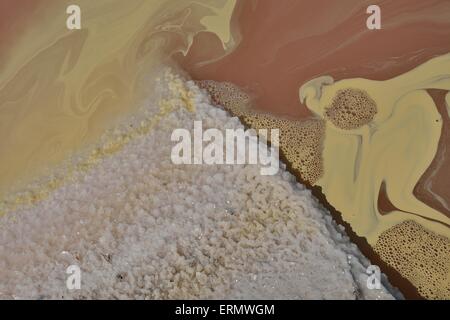 L'extraction du sel de mer en détail, Salinas de Levante, salines de Llevant, Salines, Es Trenc, Majorque, Îles Baléares, Espagne Banque D'Images
