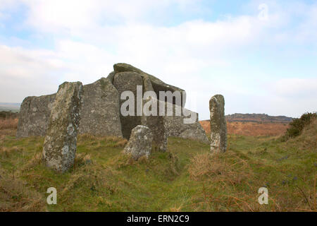 Zennor Quoit, un tombeau antique, près de St Ives, Cornwall, England, UK. Banque D'Images