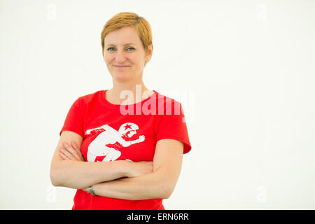 EMILY GRAVETT Anglais, auteur et illustratrice de livres pour enfants. Pour son premier livre publié en 2005, elle a remporté la médaille Kate Greenaway annuel reconnaissant l'année, la meilleure illustration de livres pour enfants britannique. Au Hay Festival 2015 Banque D'Images