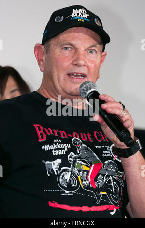 Banc de Stuntman Dale l'original film Mad Max (1979) parle au cours de la ''Mad Max : Fury Road'' message d'étape au centre-ville de Tokyo le 5 juin 2015. Le film touche le théâtre partout au Japon le 20 juin. (Photo de Rodrigo Reyes Marin/AFLO) Banque D'Images