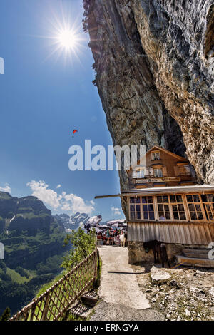 Le Berggasthaus Aescher-Wildkirchli Banque D'Images