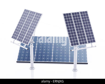 Image 3d. Les panneaux solaires, l'énergie alternative. Isolé sur fond blanc Banque D'Images