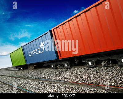Déménagement Cargo train sur le chemin de fer Banque D'Images