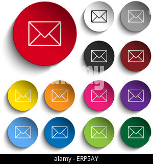 Vector - Mail Icône Enveloppe Cercle Couleur Set Banque D'Images