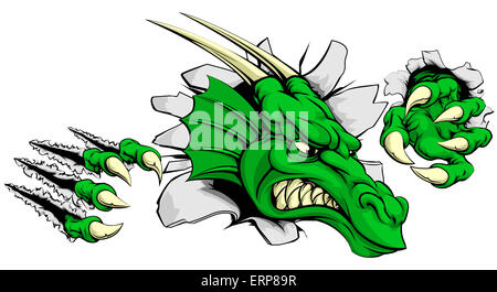 Un animal mascotte dragon sports briser un mur Banque D'Images