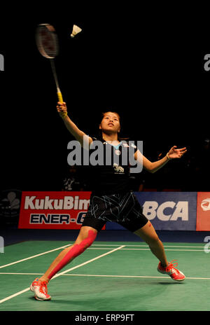 Jakarta, Indonésie. 6 juin, 2015. Ratchanok Intanon de Thaïlande est en concurrence au cours de la demi-finale dames à l'Open 2015 BCA l'Indonésie à Jakarta, Indonésie, le 6 juin 2015. Ratchanok Intanon a gagné 2-0. Il Crédit : Summer Palace/Xinhua/Alamy Live News Banque D'Images