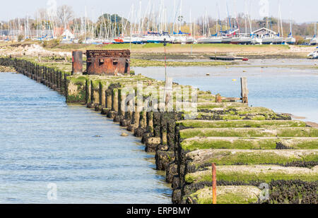 Chichester Harbour, Hayling Billy ancien pont ferroviaire de Hayling Island sur le Solent, le sud de l'Angleterre, dans le Hampshire, au Royaume-Uni Banque D'Images