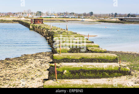 Chichester Harbour, Hayling Billy ancien pont ferroviaire de Hayling Island sur le Solent, le sud de l'Angleterre, dans le Hampshire, au Royaume-Uni Banque D'Images