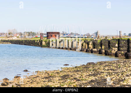 Chichester Harbour, Hayling Billy ancien pont ferroviaire de Hayling Island sur le Solent, le sud de l'Angleterre, dans le Hampshire, au Royaume-Uni Banque D'Images