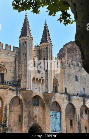 Portail du palais des papes en Avignon, Provence Banque D'Images