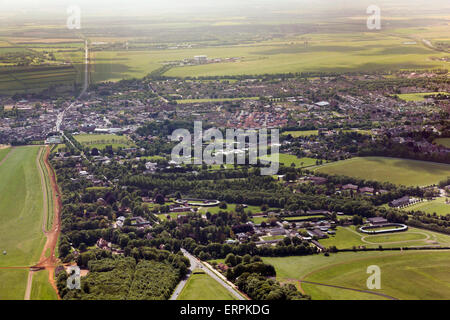 Vue aérienne du centre-ville de Newmarket dans le Suffolk, UK Banque D'Images