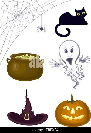 Clipart halloween , ensemble d'icônes Illustration de Vecteur