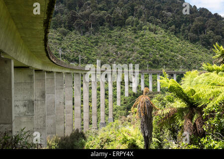 Le nouveau béton Hapuawhenua viaduc, transportant l'Île du Nord, Ligne de jonction près de ohakune, Nouvelle-Zélande. Banque D'Images