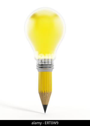 Crayon créatif et allumé lightbulb Banque D'Images