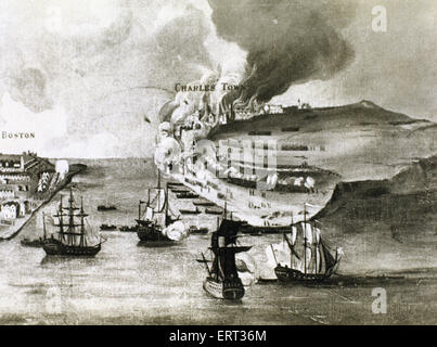 Guerre d'Indépendance américaine (1775-1783). Bataille de Bunker Hill (17 juin 1775). Gravure, 18ème siècle. Banque D'Images