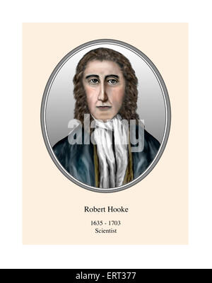 Robert Hooke Portrait Illustration moderne basé sur des descriptions écrites Banque D'Images