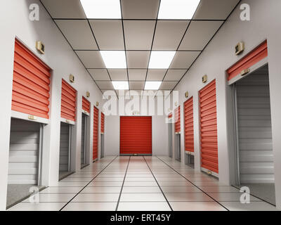 Chambres avec rangement ouvert, fermé et la moitié des portes ouvertes. Banque D'Images