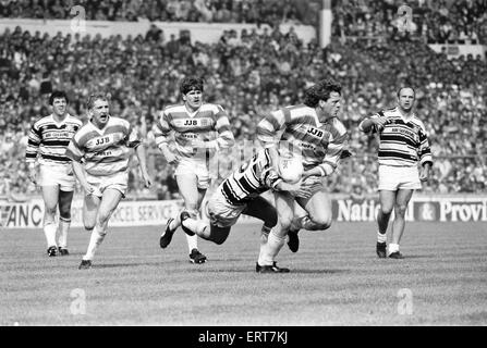 Wigan 28-24 Hull, Rugby League, Challenge Cup, finale au stade de Wembley, Londres, samedi 4 mai 1985. Banque D'Images