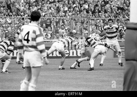 Wigan 28-24 Hull, Rugby League, Challenge Cup, finale au stade de Wembley, Londres, samedi 4 mai 1985. Banque D'Images