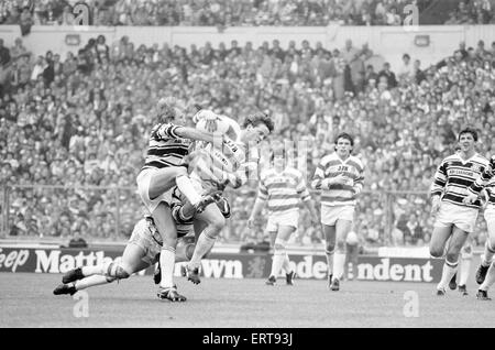 Wigan 28-24 Hull, Rugby League, Challenge Cup, finale au stade de Wembley, Londres, samedi 4 mai 1985. Banque D'Images