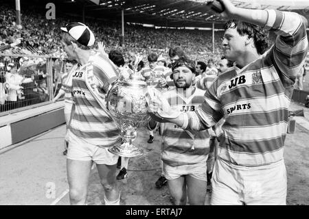 Wigan 28-24 Hull, Rugby League, Challenge Cup, finale au stade de Wembley, Londres, samedi 4 mai 1985. Banque D'Images