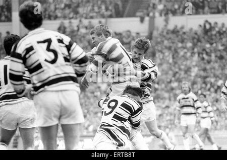 Wigan 28-24 Hull, Rugby League, Challenge Cup, finale au stade de Wembley, Londres, samedi 4 mai 1985. Banque D'Images