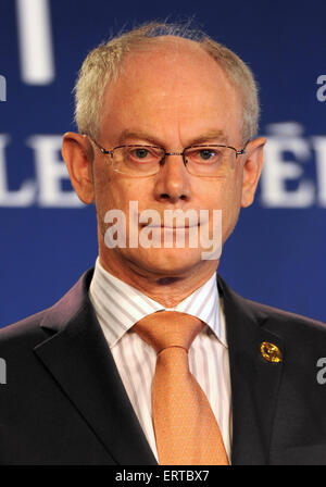 Herman Van Rompuy, Président du Conseil européen, lors de la conférence de presse au 37e Sommet du G8, 26 mai 2011 à Deauville, France. Banque D'Images