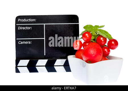 Histoire - Tomates Tomates et clapet du film sur scène Banque D'Images