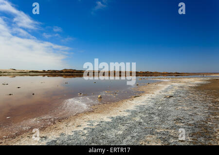 Réflexion sur l'eau, la bouche de la rivière Ugab, Skeleton Coast Park, Namibie Banque D'Images