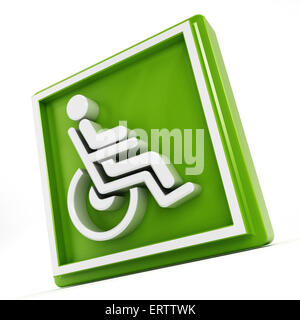 Fauteuil roulant 3D icône avec une personne assise isolé sur fond blanc Banque D'Images