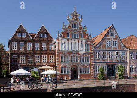 Maire Hintze House (au milieu), le Vieux Port, Stade, Basse-Saxe, Allemagne Banque D'Images