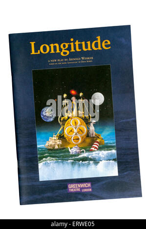 Programme pour la production de 2005 de longitude par Arnold Wesker, basé sur le livre de Dava Sobel, à Greenwich Theatre. Banque D'Images