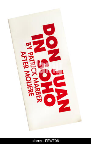 Programme pour la production de 2006 de Don Juan à Soho par Patrick Marber après Molière au Donmar Warehouse. Banque D'Images