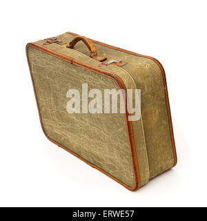 Valise en cuir et toile Vintage Banque D'Images