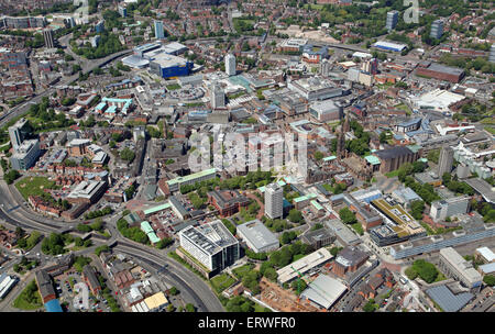 Vue aérienne du centre-ville de Coventry dans les Midlands anglais, UK Banque D'Images