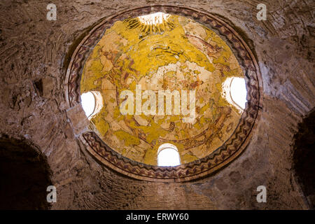 Caldarium ou bain chaud de zodiaque de plafond ou de Qusair Amra Qusayr Amra, Jordanie Banque D'Images