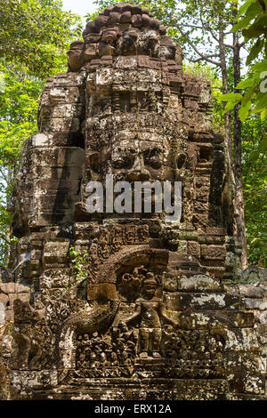 Western Gopuram, tour face à l'entrée, Ta Som, temple Angkor, la Province de Siem Reap, Cambodge Banque D'Images