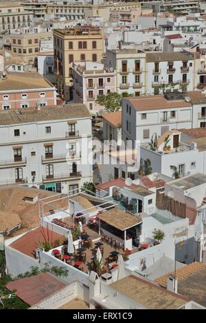 Maisons de la vieille ville, Eivissa, Ibiza ville, Ibiza, Baléares, Espagne Banque D'Images