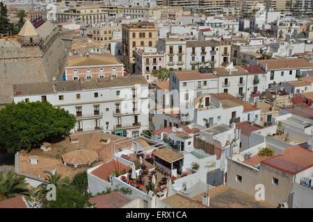 Maisons de la vieille ville, Eivissa, Ibiza ville, Ibiza, Baléares, Espagne Banque D'Images