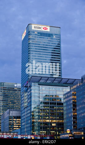 Vue sur le bâtiment du siège de la banque HSBC à Canary Wharf à Londres, le 28 août 2012. Photo : dpa, Daniel Karmann Banque D'Images