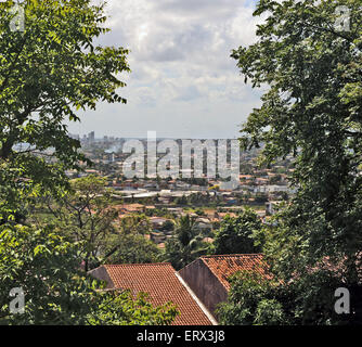 Recife, Pernambuco, Brésil, 2009. Vue de Recife à travers les arbres des collines d'Olinda. Banque D'Images