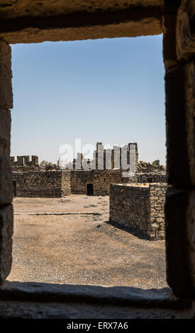 Cour intérieure, Qasr al-Azraq, Azraq, Jordanie Banque D'Images