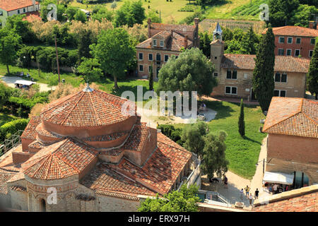 Vue depuis le campanile clocher de l'église de Santa Fosca, l'île de Torcello Banque D'Images