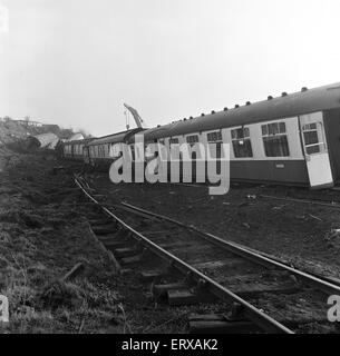 Accident Ferroviaire de Morpeth (le 7 mai 1969 un sleeper en direction nord express de Londres à Aberdeen ont déraillé sur la courbe de Morpeth. Six personnes ont été tuées, 21 ont été blessés et le toit de la gare du nord de la plate-forme a été endommagé. Banque D'Images