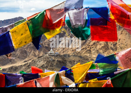 Vue aérienne de Shanti Stupa à Leh, Inde Banque D'Images