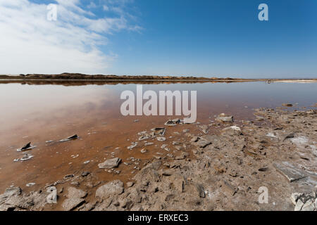 Réflexion sur l'eau, la bouche de la rivière Ugab, Skeleton Coast Park, Namibie Banque D'Images