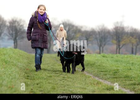 enfants et chiens Banque D'Images