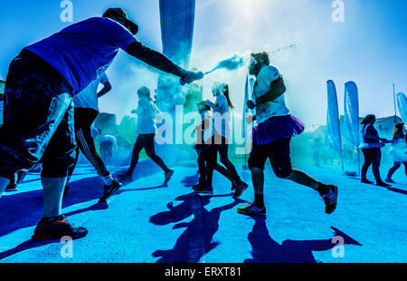 La Color Run, Reykjavik, Islande. 'Run 5k le plus heureux de la planète'. C'était la première couleur exécuter lieu en Islande, le 6 juin 2015 Banque D'Images