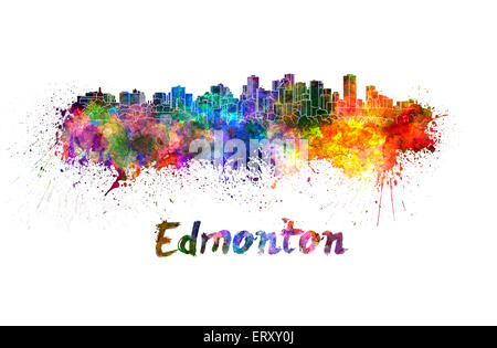 Edmonton, en éclaboussures aquarelle with clipping path Banque D'Images