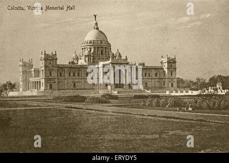 Vieille photo des années 1900 de Victoria Memorial Hall ; Calcutta , Kolkata ; Bengale occidental ; Inde Banque D'Images